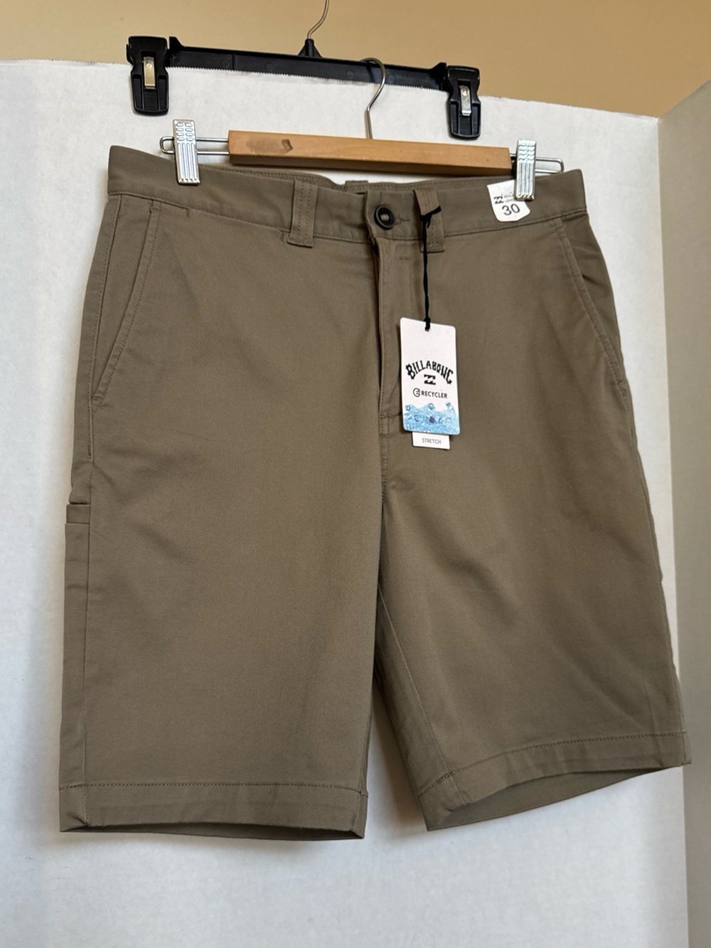 Billabong Big Kids Recycler Chino Khaki Shorts Size 30 New Tags